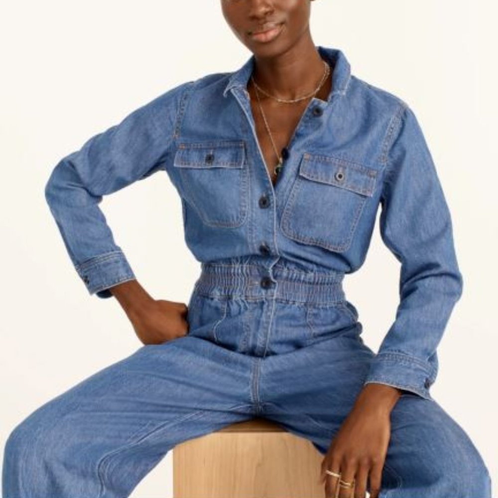 J. Crew | Cinched-waist Denim Jumpsuit